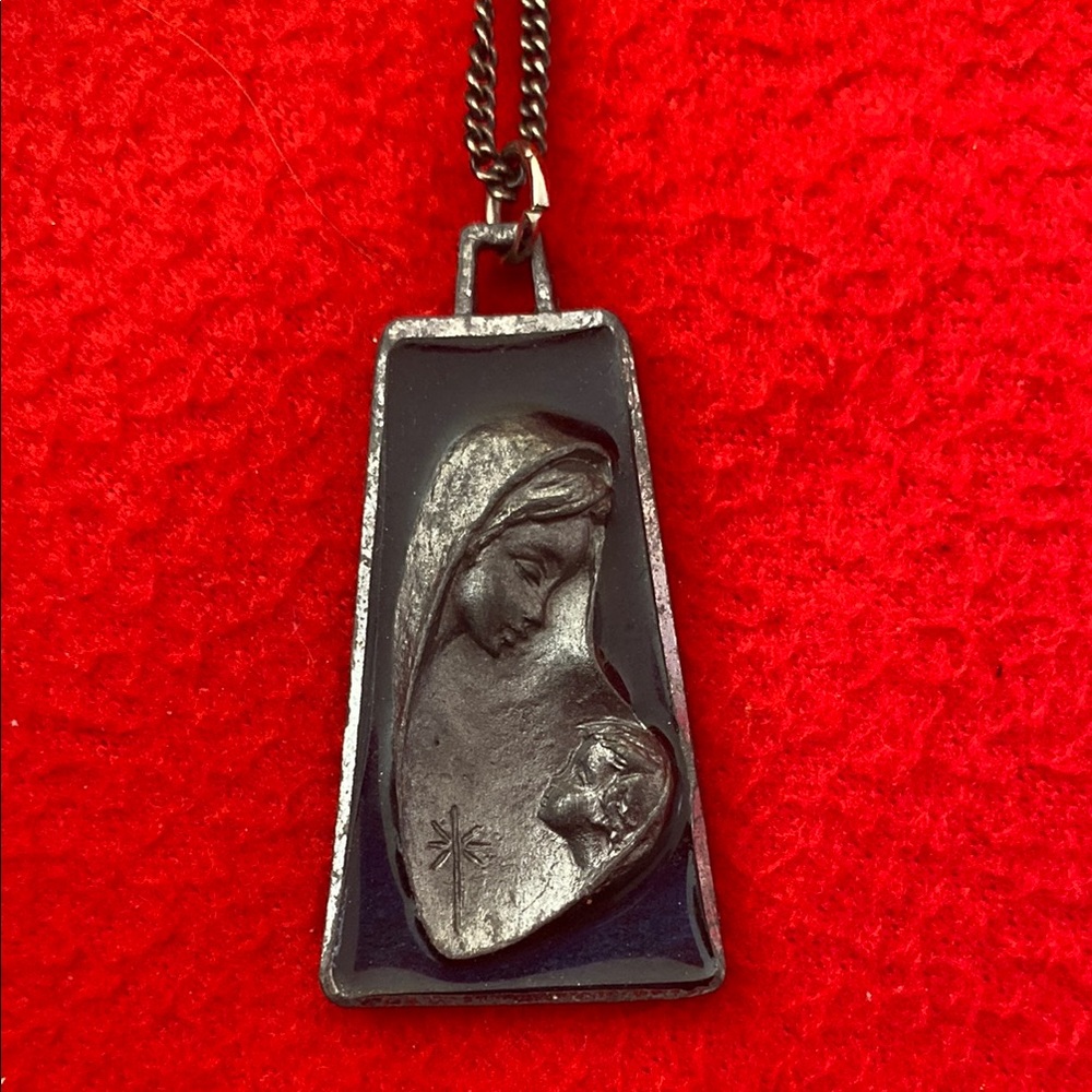 Vintage Religious Pendant Virgin Mary & Child